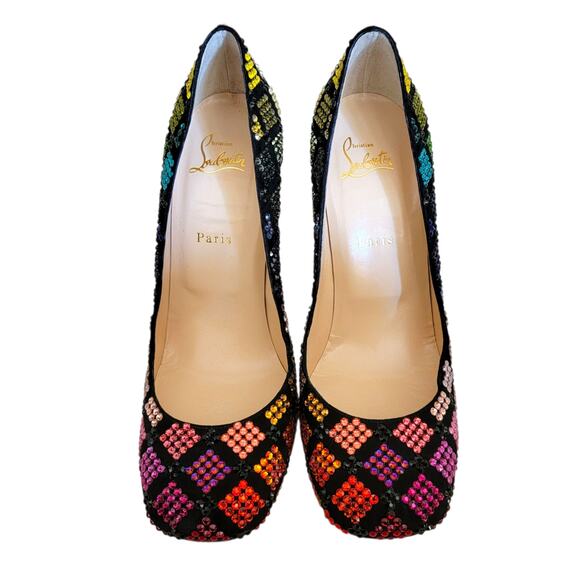 Christian Louboutin Arletta Crystal Suede Pumps US 10 IT 40 Multicolor - Picture 5 of 11